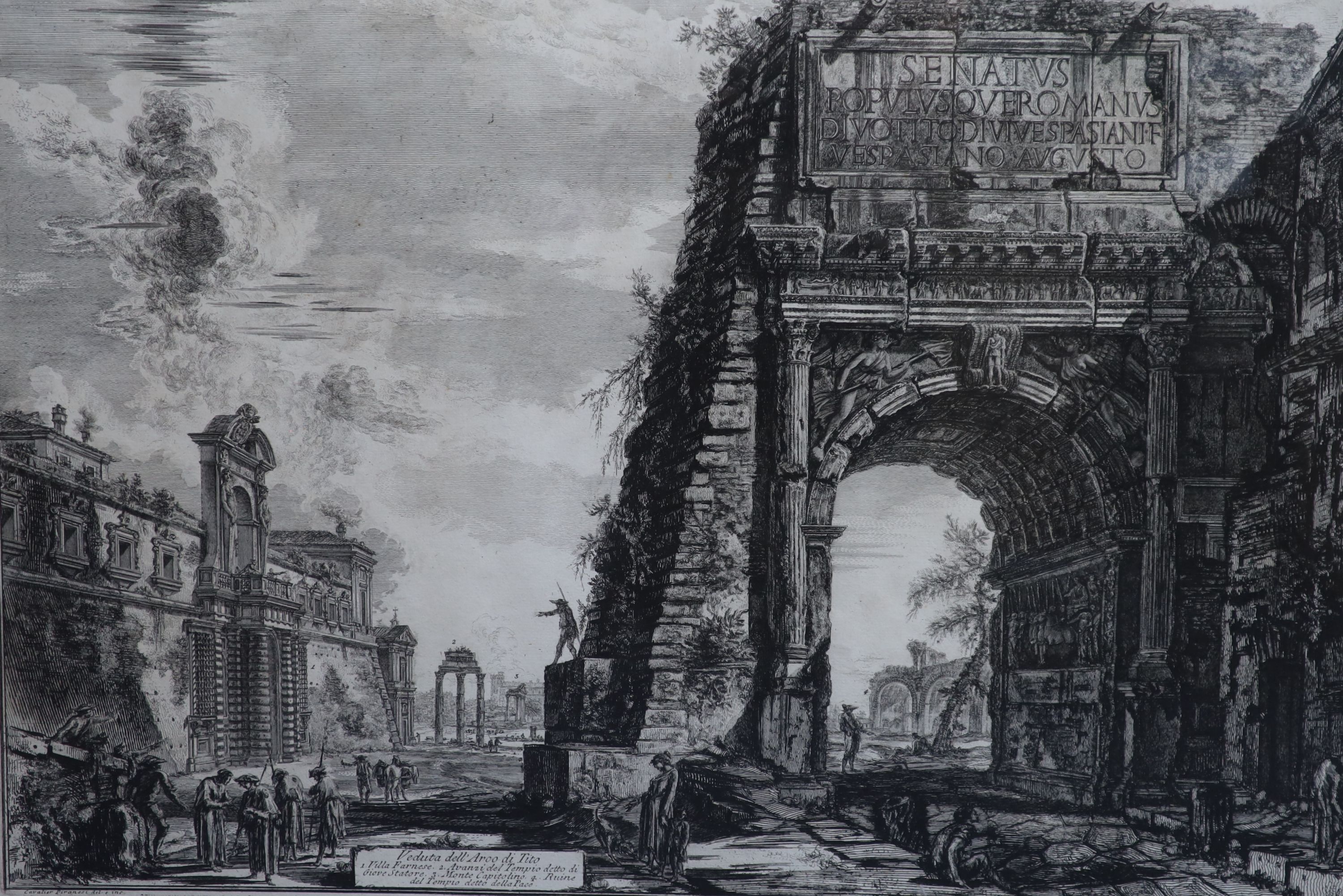 Giovanni Battista Piranesi (1720-1778), Verduta dell'Arco di Tito, engraving, 47.5 x 71cm